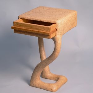 Stijn Weski | Natural formation | side table | 40 x 40 x 75 cm | cherry wood & woodclay | editie 15