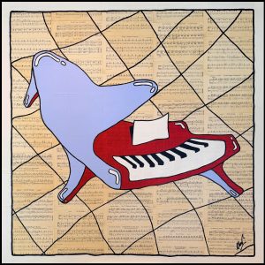 Olav van Lede | Crazy Piano | 150 x 150 cm I background Oscar-Shwalm-Junge-Musikante 1920