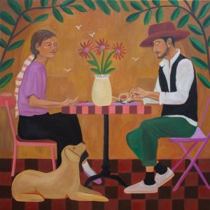 Renske Herder | Table for two | oil on linen | 80 x 80 cm