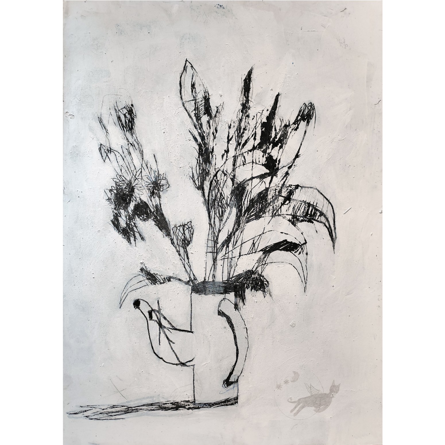 Jeroen Blok | Flowerpot | acryl op papier | 110 x 80 cm