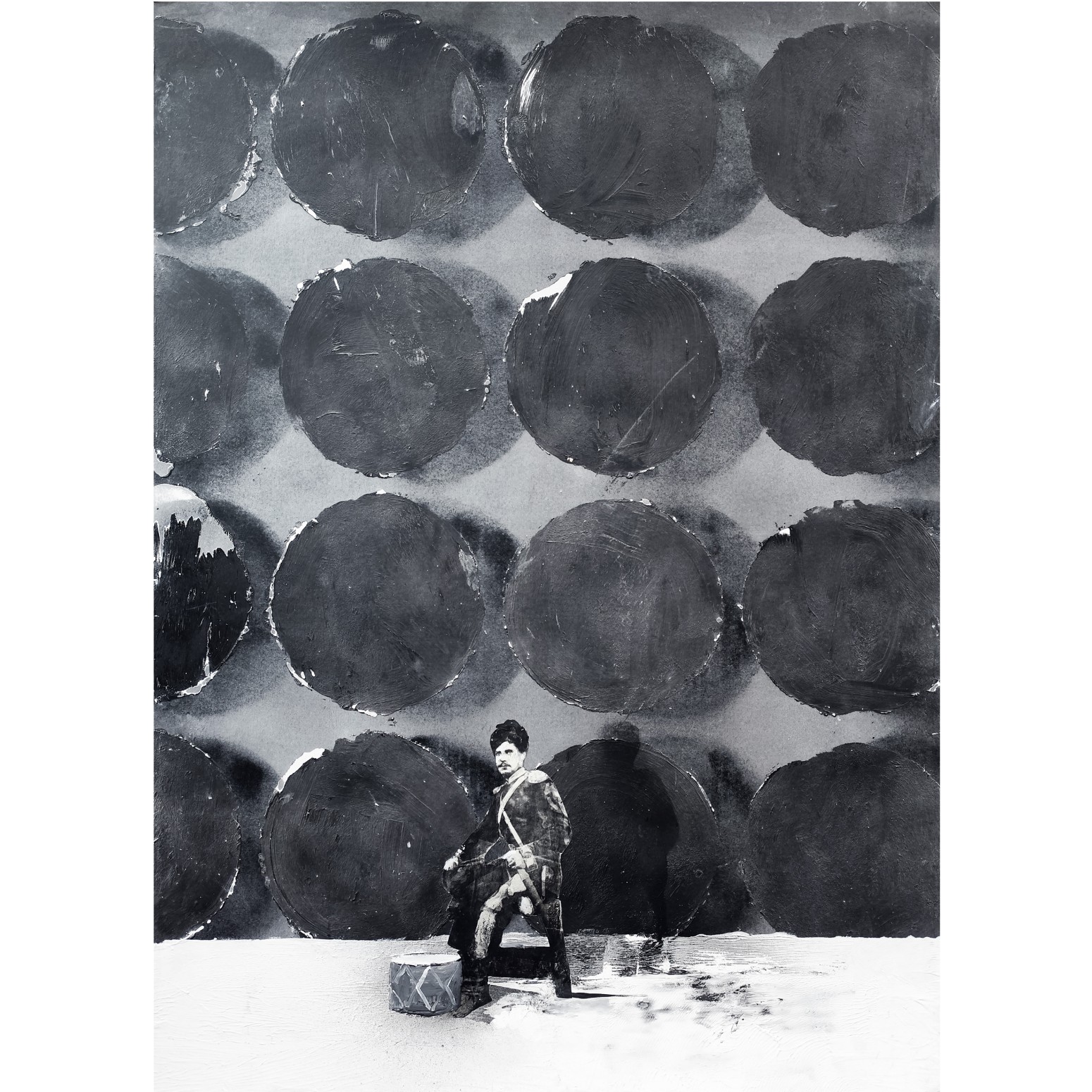 Jeroen Blok | Music man | Mixed media op papier | 110 x 80 cm