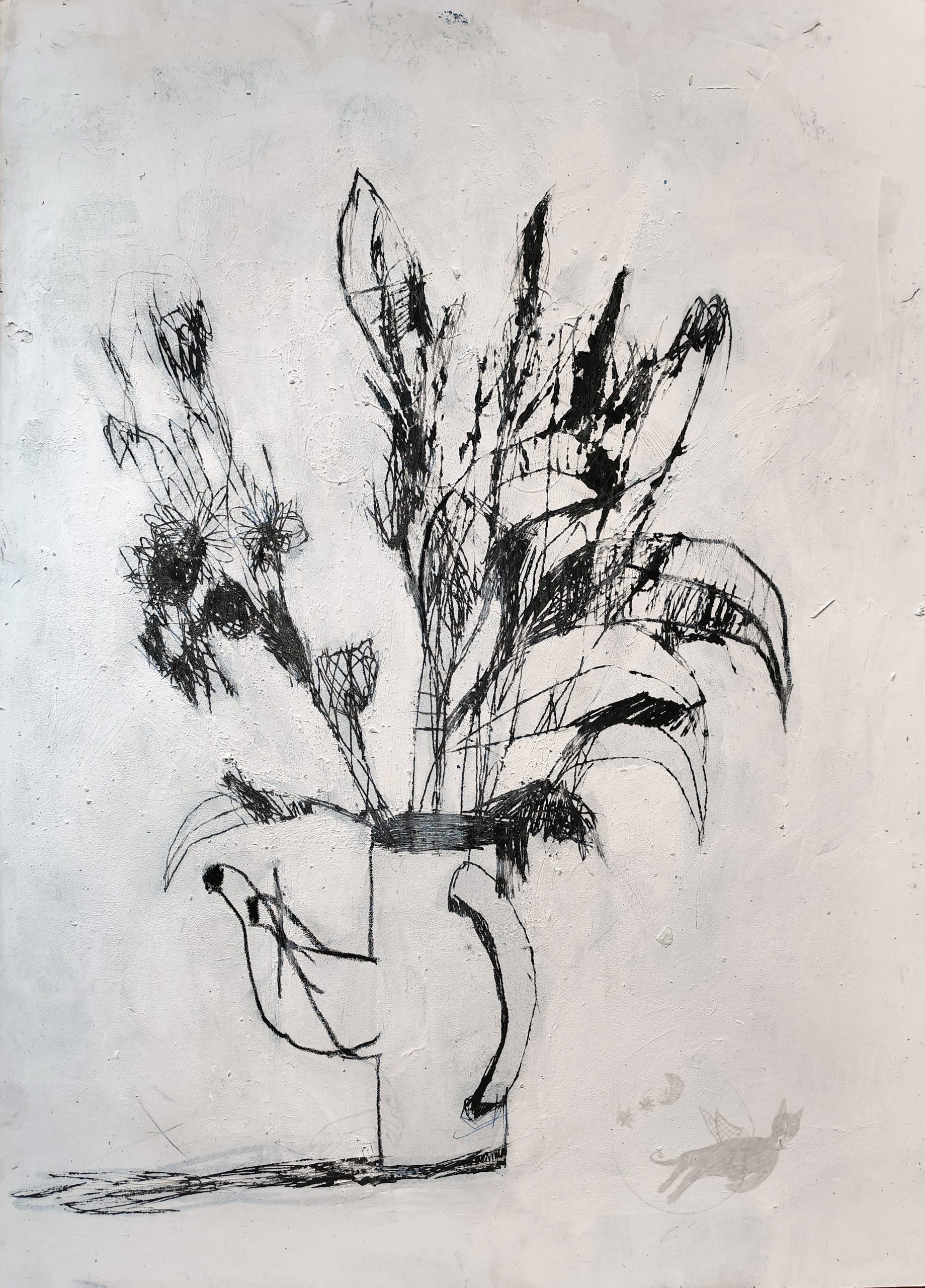 Jeroen Blok | Flowerpot | acryl op papier | 110 x 80 cm - Afbeelding 2